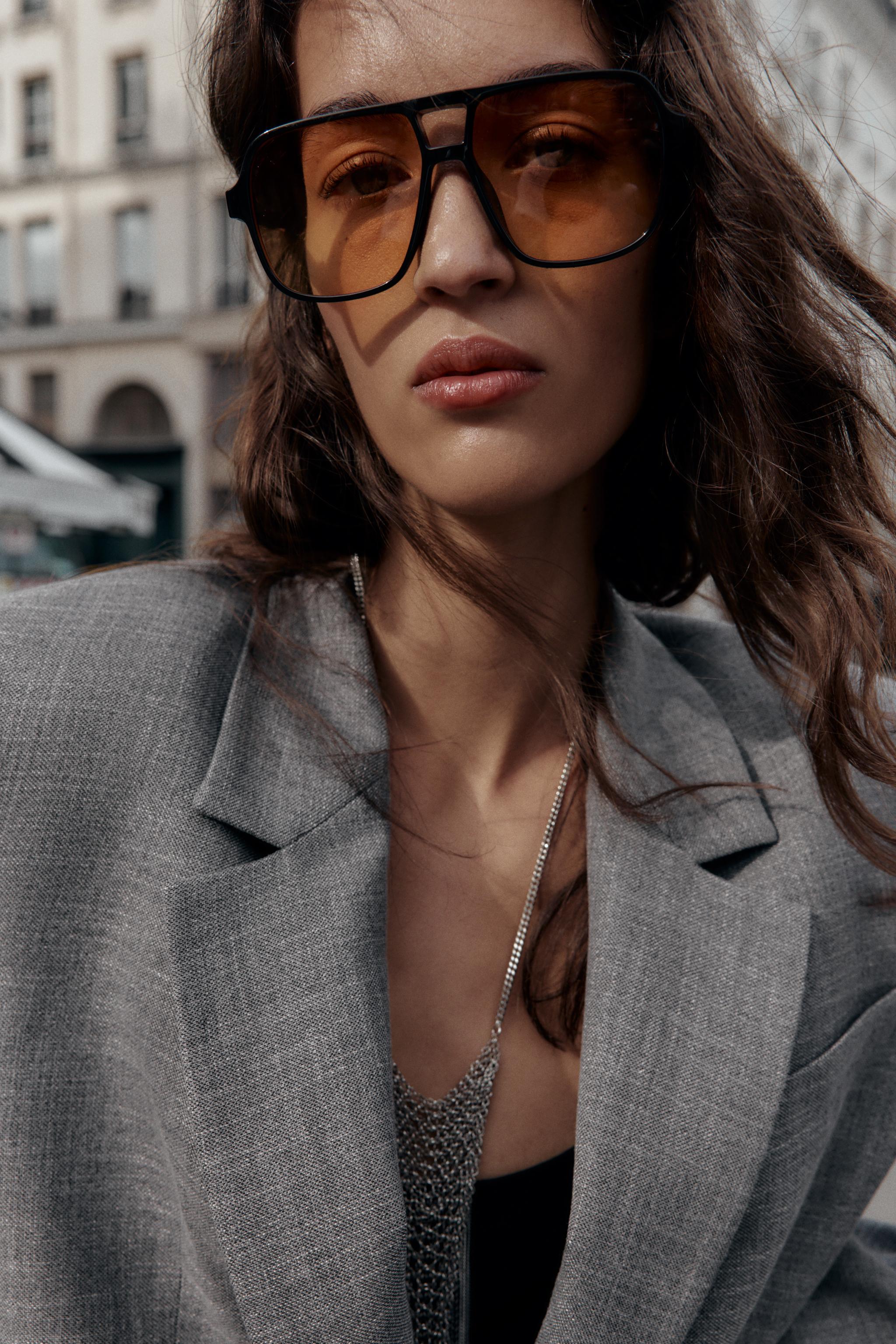 HERRINGBONE BLAZER WITH SHOULDER PADS